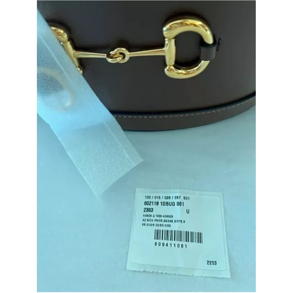 Gucci Brown Bucket GG Chocolate Horse Bit 1955 Calfskin Leather Handbag Bag NEW - Picture 6 of 11